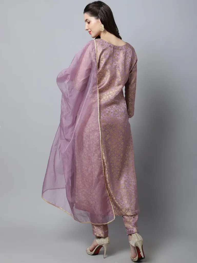 anokherang-combos-lilac-charm-brocade-straight-kurti-with-straight-pants-and-organza-dupatta-37958423773433.webp